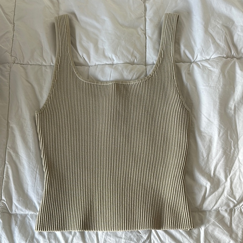 Ribbed Beige Tank Top
